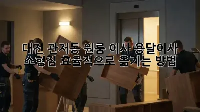 대전 관저동 원룸 이사? 용달이사 소형짐 효율적으로 옮기는 방법!